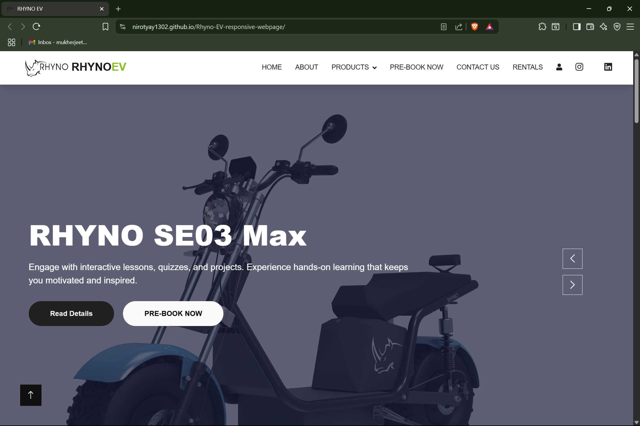Rhyno-EV Responsive Webpage